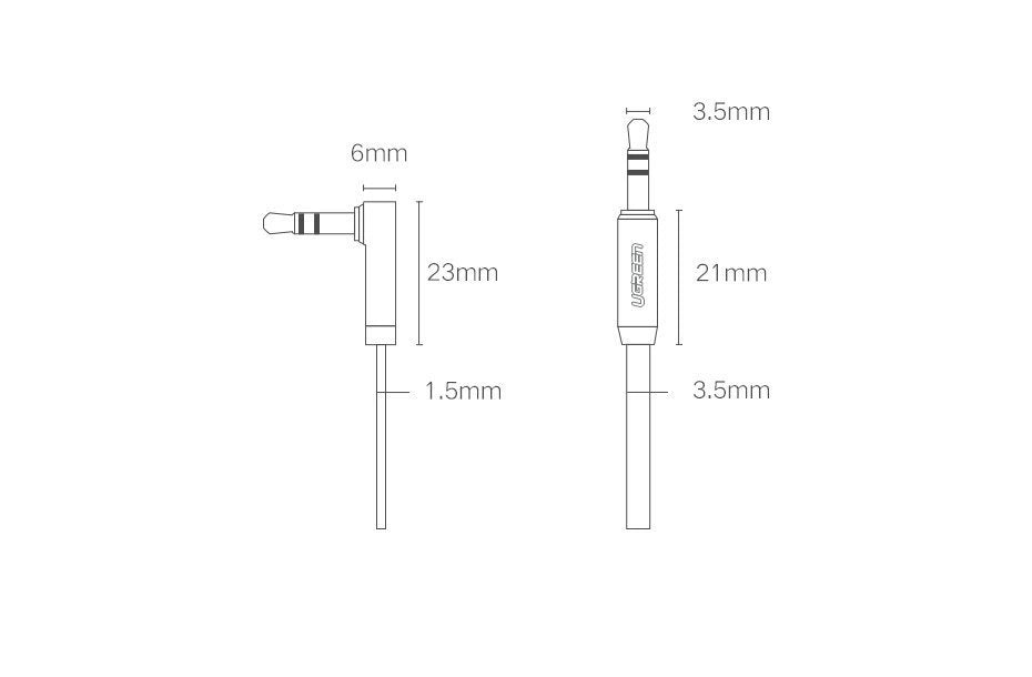 Grøn fladvinklet kabel AUX lydkabel 3,5 mm mini jack 0,5 m sort (AV119 10596)