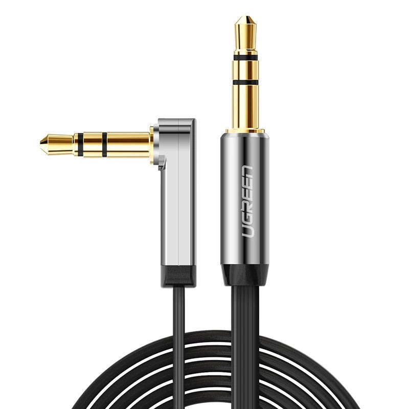 Grøn fladvinklet kabel AUX lydkabel 3,5 mm mini jack 0,5 m sort (AV119 10596)