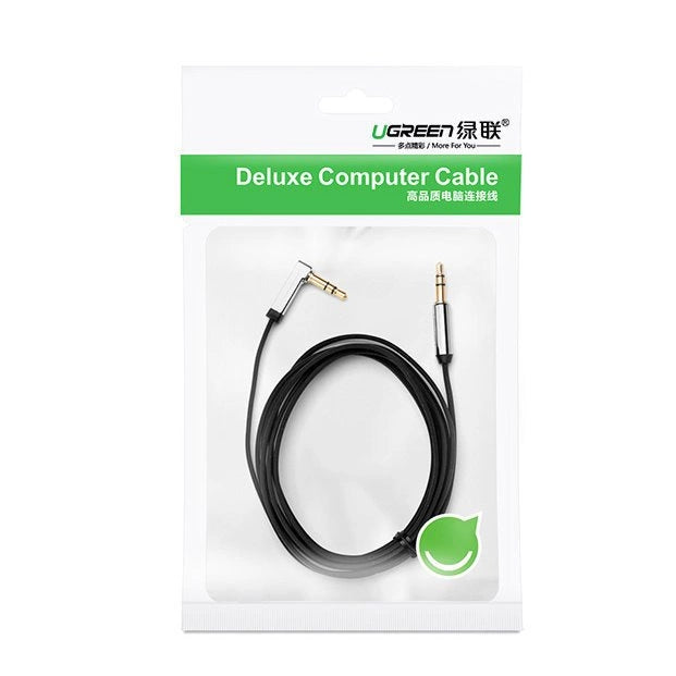 Grøn fladvinklet kabel AUX lydkabel 3,5 mm mini jack 0,5 m sort (AV119 10596)