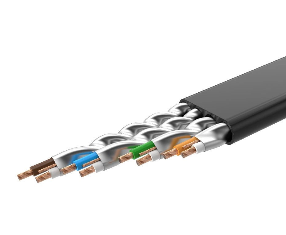 Ugreen Flat Cable Internet Network Cable Ethernet Patchcord RJ45 Cat 7 STP LAN 10 Gbps 10m sort (NW106 11265)