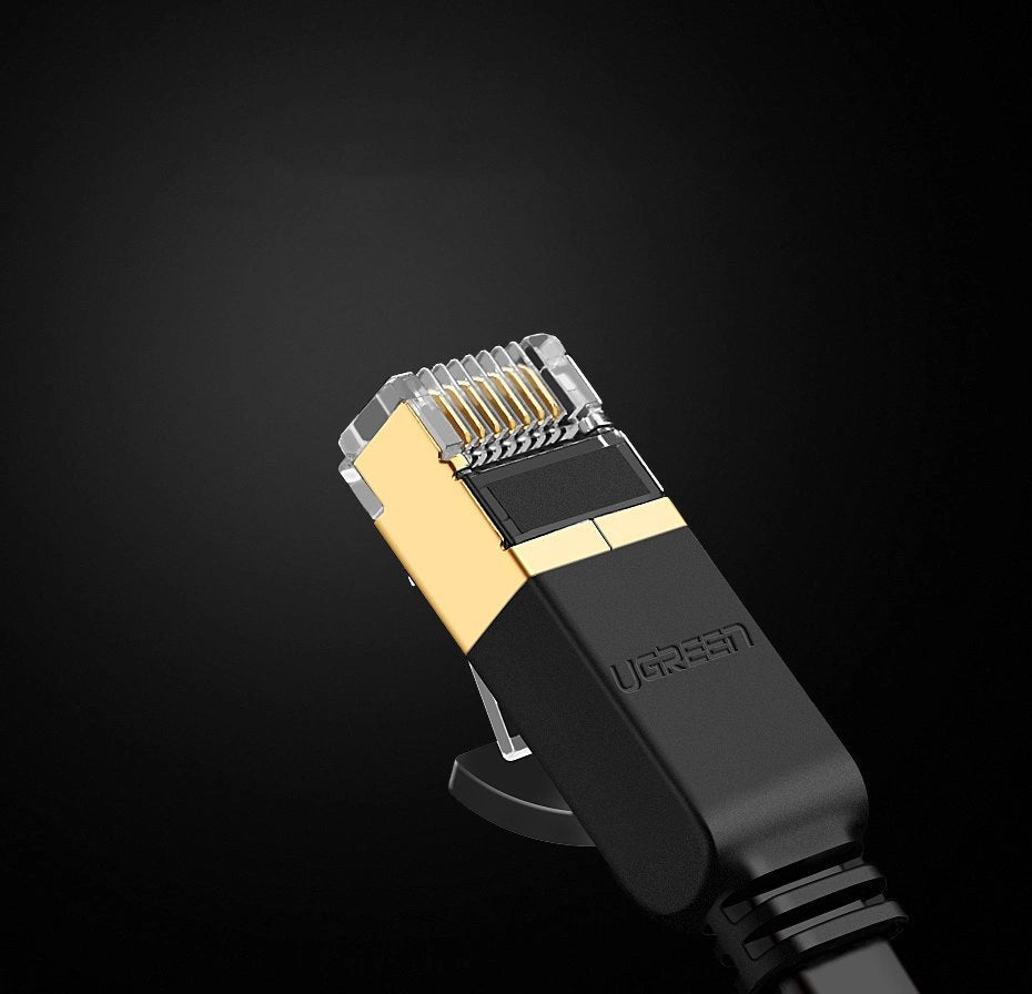 Ugreen Flat Cable Internet Network Cable Ethernet Patchcord RJ45 Cat 7 STP LAN 10 Gbps 10m sort (NW106 11265)
