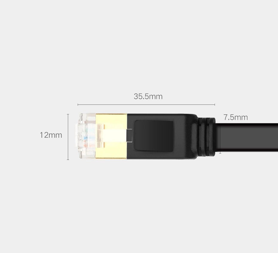 Ugreen Flat Cable Internet Network Cable Ethernet Patchcord RJ45 Cat 7 STP LAN 10 Gbps 10m sort (NW106 11265)