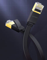Ugreen Flat Cable Internet Network Cable Ethernet Patchcord RJ45 Cat 7 STP LAN 10 Gbps 10m sort (NW106 11265)