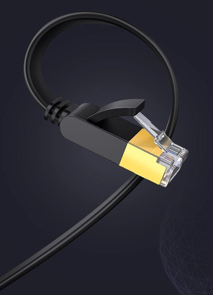 Ugreen Flat Cable Internet Network Cable Ethernet Patchcord RJ45 Cat 7 STP LAN 10 Gbps 10m sort (NW106 11265)