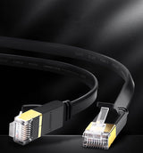 Ugreen Flat Cable Internet Network Cable Ethernet Patchcord RJ45 Cat 7 STP LAN 10 Gbps 10m sort (NW106 11265)