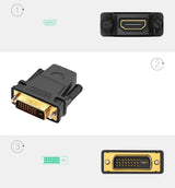 Ugreen HDMI-adapter (kvindelig) - DVI 24 + 1 (mandlig) FHD 60 Hz sort (20124)