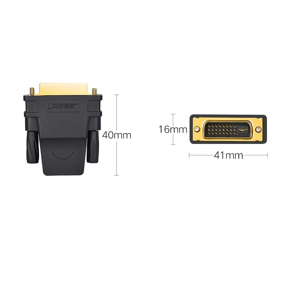 Ugreen HDMI-adapter (kvindelig) - DVI 24 + 1 (mandlig) FHD 60 Hz sort (20124)