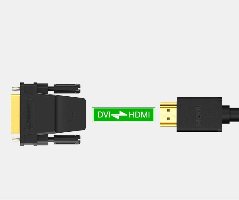 Ugreen HDMI-adapter (kvindelig) - DVI 24 + 1 (mandlig) FHD 60 Hz sort (20124)