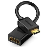 Ugreen adapter kabel HDMI (kvindelig) - mini HDMI (mandlig) 4K 60 Hz Ethernet HEC ARC audio 32 kanaler 22 cm sort (20137)