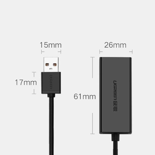 Ugreen eksternt netværkskort RJ45 - USB 2.0 100 Mbps Ethernet sort (CR110 20254)