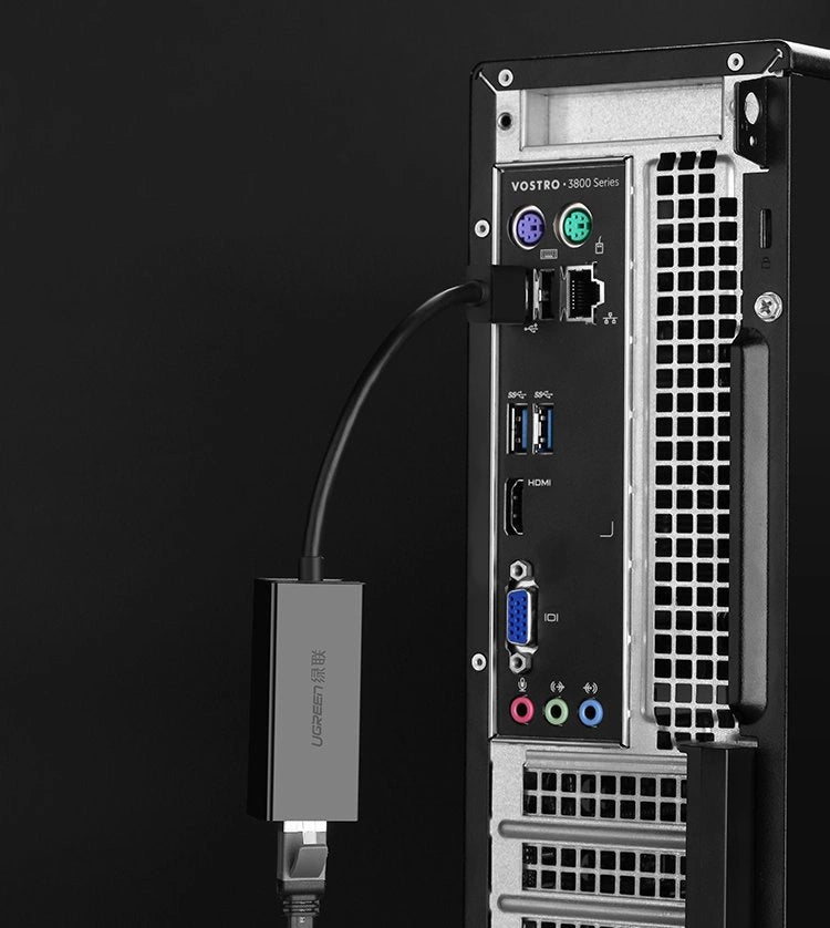 Ugreen eksternt netværkskort RJ45 - USB 2.0 100 Mbps Ethernet sort (CR110 20254)