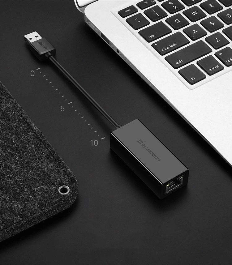 Ugreen eksternt netværkskort RJ45 - USB 2.0 100 Mbps Ethernet sort (CR110 20254)