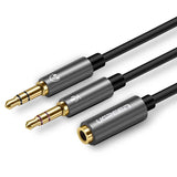 Ugreen AUX splitterkablet 3,5 mm mini jack (kvindelig) - 2x 3,5 mm mini jack (mandlig - mikrofon og hovedtelefoner) sort (AV140 20899)