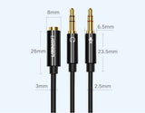 Ugreen AUX splitterkablet 3,5 mm mini jack (kvindelig) - 2x 3,5 mm mini jack (mandlig - mikrofon og hovedtelefoner) sort (AV140 20899)
