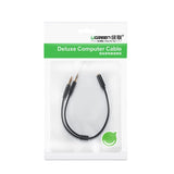 Ugreen AUX splitterkablet 3,5 mm mini jack (kvindelig) - 2x 3,5 mm mini jack (mandlig - mikrofon og hovedtelefoner) sort (AV140 20899)
