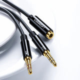 Ugreen AUX splitterkablet 3,5 mm mini jack (kvindelig) - 2x 3,5 mm mini jack (mandlig - mikrofon og hovedtelefoner) sort (AV140 20899)