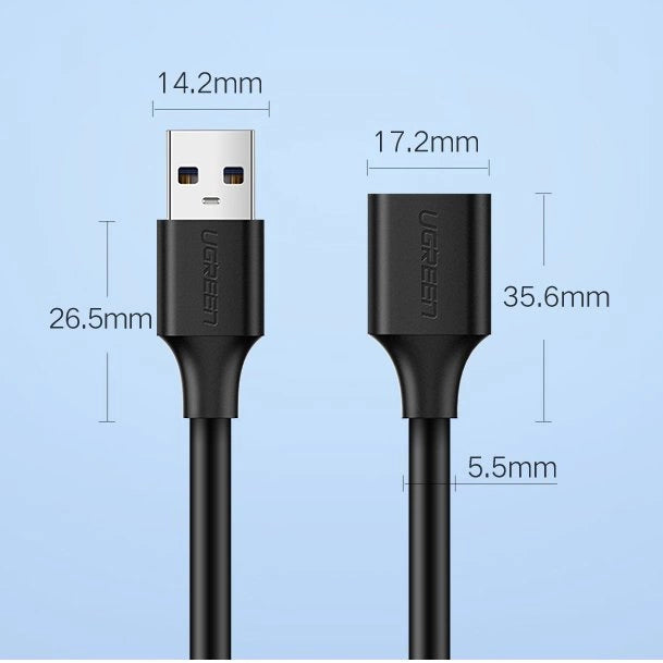 Ugreen kabel adapter USB 3.0 (kvindelig) - USB 3.0 (mandlig) 1,5 m sort (US129 30126)