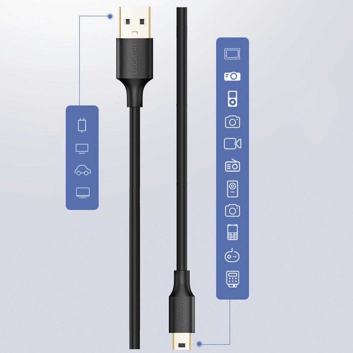 Grøn USB-kabel - mini USB-kabel 480 Mbps 2 m sort (US132 30472)