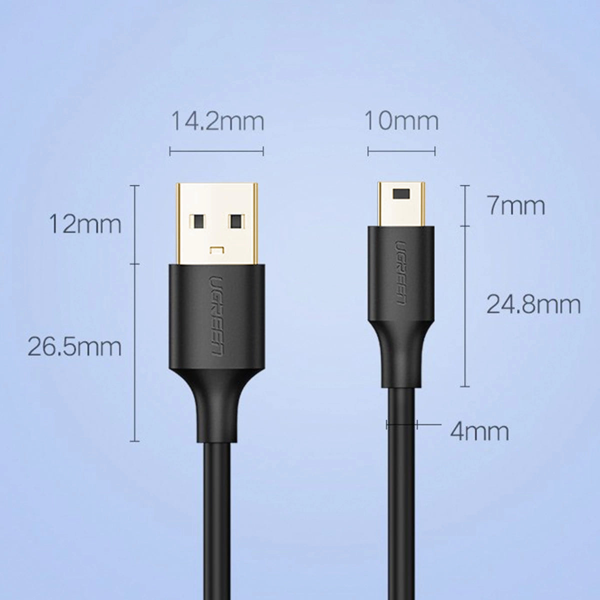 Grøn USB-kabel - mini USB-kabel 480 Mbps 2 m sort (US132 30472)