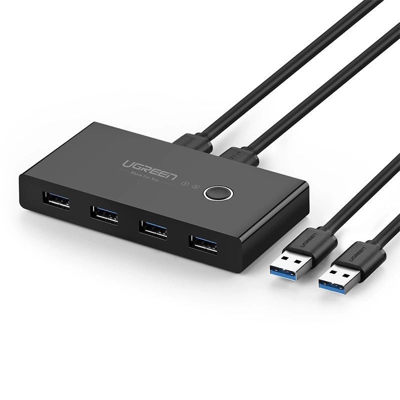 Grøn switch box HUB switch 4x USB 3.2 Gen 1 USB splitter til to computere sort (US216 30768)