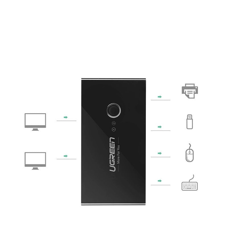 Grøn switch box HUB switch 4x USB 3.2 Gen 1 USB splitter til to computere sort (US216 30768)