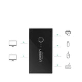 Grøn switch box HUB switch 4x USB 3.2 Gen 1 USB splitter til to computere sort (US216 30768)