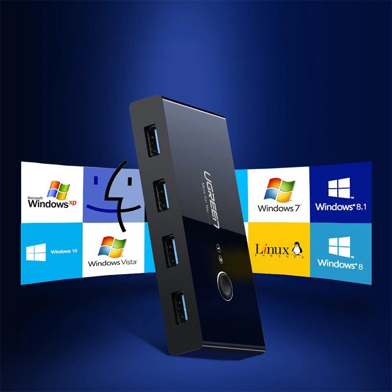 Grøn switch box HUB switch 4x USB 3.2 Gen 1 USB splitter til to computere sort (US216 30768)