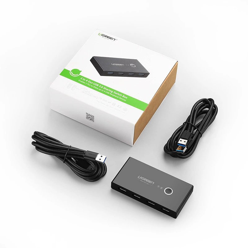 Grøn switch box HUB switch 4x USB 3.2 Gen 1 USB splitter til to computere sort (US216 30768)