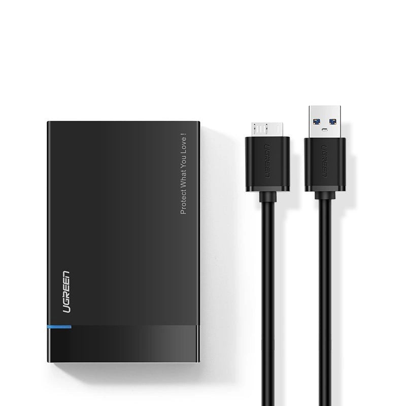 Ugreen bay til HDD SSD disk hus 2.5 '' SATA USB 3.2 Gen 1 (5 Gbps) micro USB SuperSpeed + 0,5 m kabel sort (US221 30848)