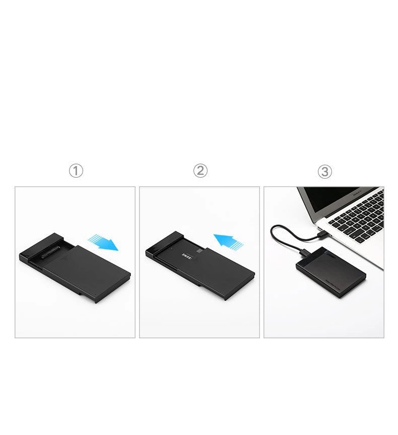 Ugreen bay til HDD SSD disk hus 2.5 '' SATA USB 3.2 Gen 1 (5 Gbps) micro USB SuperSpeed + 0,5 m kabel sort (US221 30848)