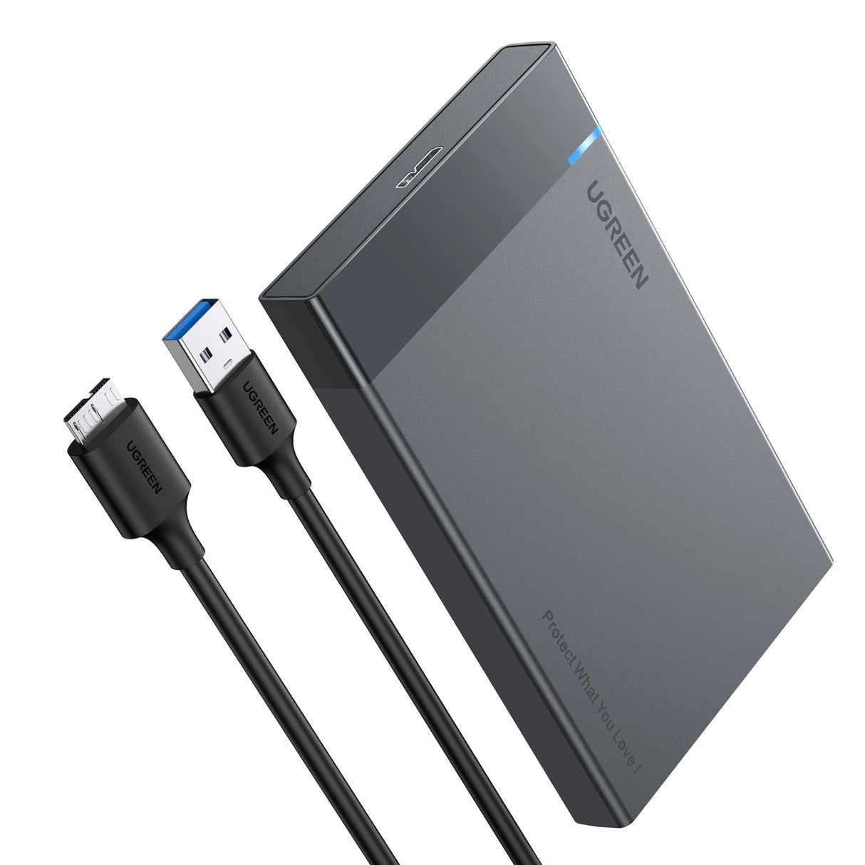 Ugreen bay til HDD SSD disk hus 2.5 '' SATA USB 3.2 Gen 1 (5 Gbps) micro USB SuperSpeed + 0,5 m kabel sort (US221 30848)