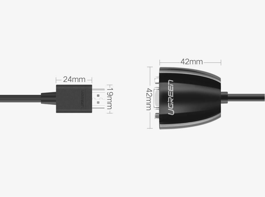 Ugreen Kabeltråd Adapter Unidirectional HDMI (Male) til VGA (Female) FHD Black (MM105 40253)