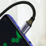 Ugreen US255 50125 USB-C (ret) / USB-C (vinklet) PD QC-kabel 60W 3A 2m - grå