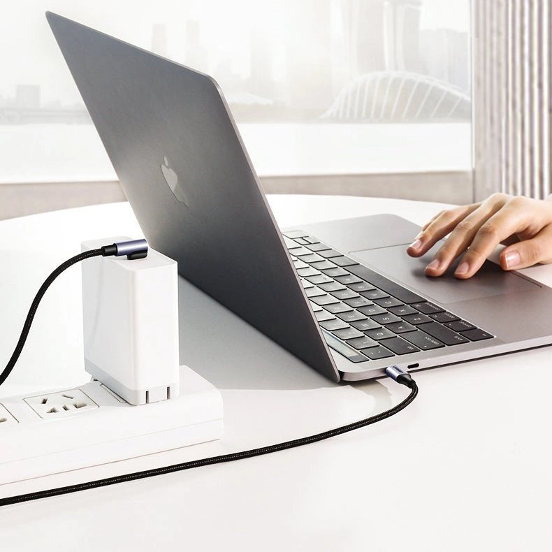 Ugreen US255 50125 USB-C (ret) / USB-C (vinklet) PD QC-kabel 60W 3A 2m - grå