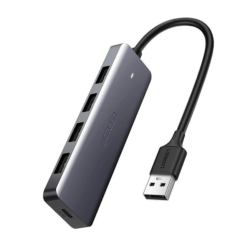 Ugreen USB HUB - 4x USB 3.2 Gen 1 med micro USB strømport grå (CM219 50985)