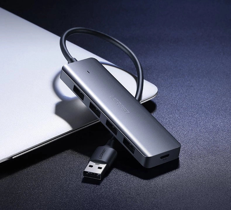 Ugreen USB HUB - 4x USB 3.2 Gen 1 med micro USB strømport grå (CM219 50985)