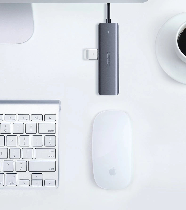 Ugreen USB HUB - 4x USB 3.2 Gen 1 med micro USB strømport grå (CM219 50985)