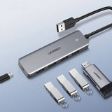 Ugreen USB HUB - 4x USB 3.2 Gen 1 med micro USB strømport grå (CM219 50985)