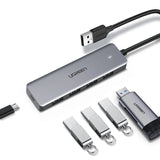 Ugreen USB HUB - 4x USB 3.2 Gen 1 med micro USB strømport grå (CM219 50985)