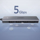 Ugreen USB HUB - 4x USB 3.2 Gen 1 med micro USB strømport grå (CM219 50985)