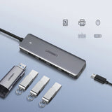 Ugreen USB HUB - 4x USB 3.2 Gen 1 med micro USB strømport grå (CM219 50985)