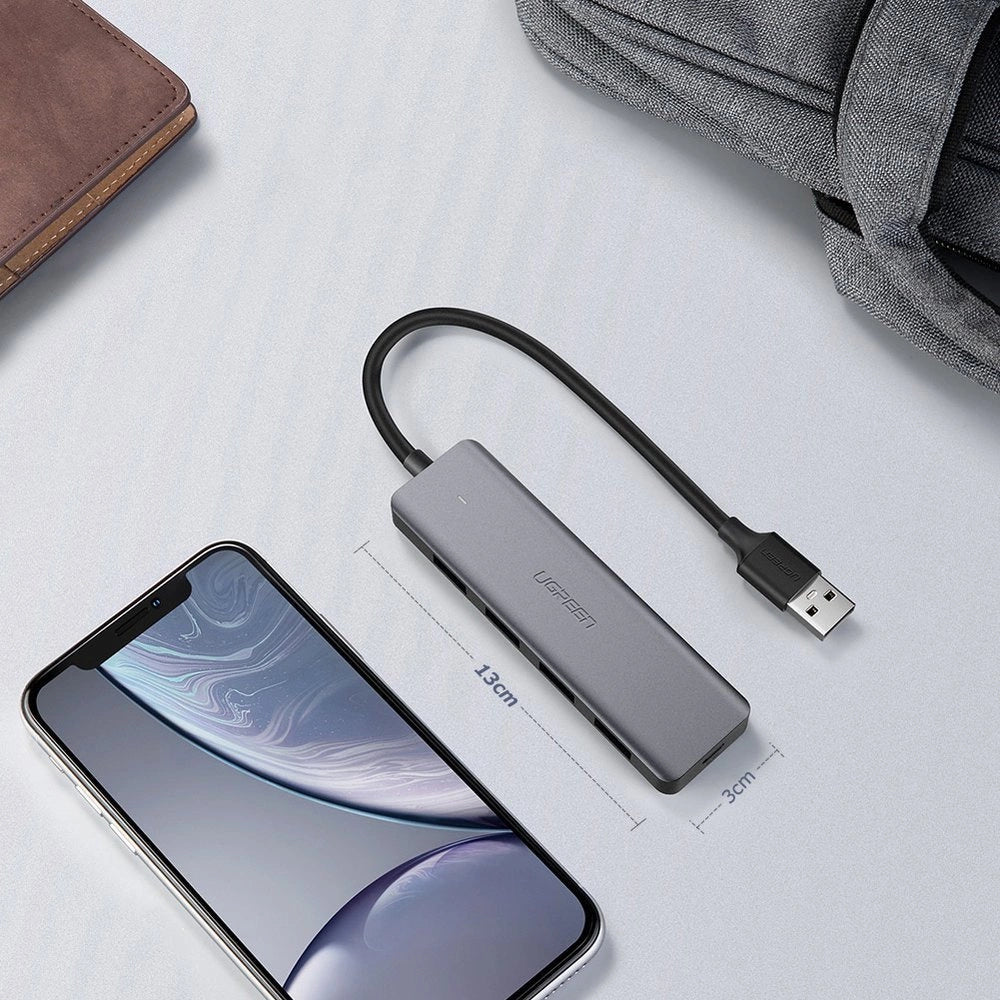 Ugreen USB HUB - 4x USB 3.2 Gen 1 med micro USB strømport grå (CM219 50985)