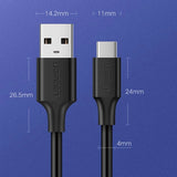 Ugreen US287 60117 USB-A / USB-C 3A kabel 1,5 m - sort