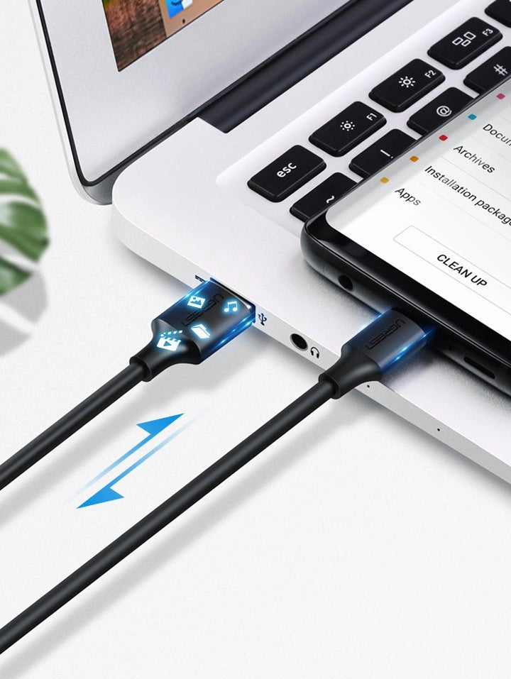 Ugreen US287 60117 USB-A / USB-C 3A kabel 1,5 m - sort