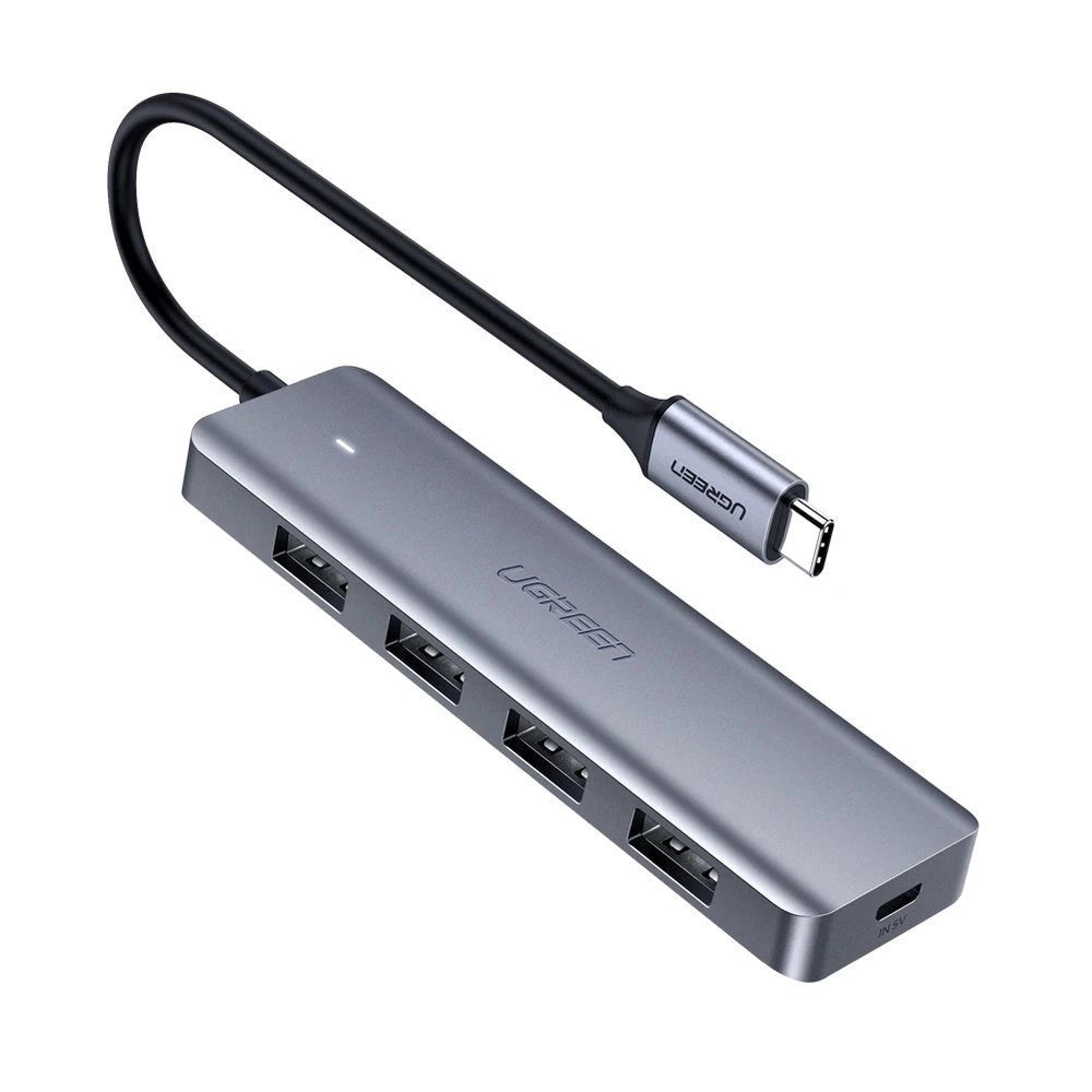 Ugreen USB Type C HUB - 4x USB 3.2 Gen 1 med USB-C strømport grå (CM219 70336)