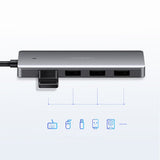 Ugreen USB Type C HUB - 4x USB 3.2 Gen 1 med USB-C strømport grå (CM219 70336)