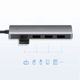 Ugreen USB Type C HUB - 4x USB 3.2 Gen 1 med USB-C strømport grå (CM219 70336)