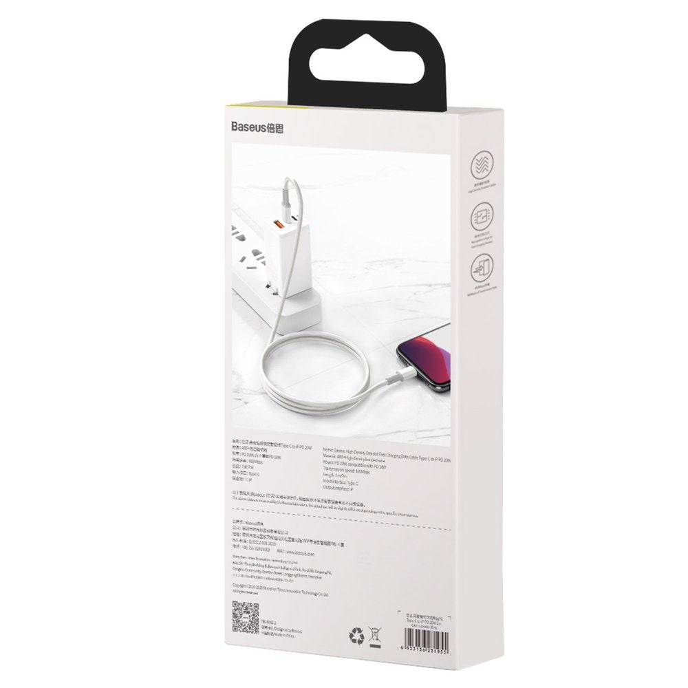 Baseus CATLGD-02 Lightning - USB-C PD kabel 20W 480Mb/s 1m - hvid