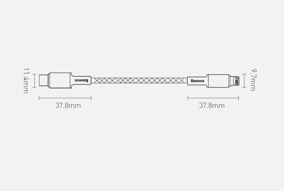 Baseus CATLGD-02 Lightning - USB-C PD kabel 20W 480Mb/s 1m - hvid