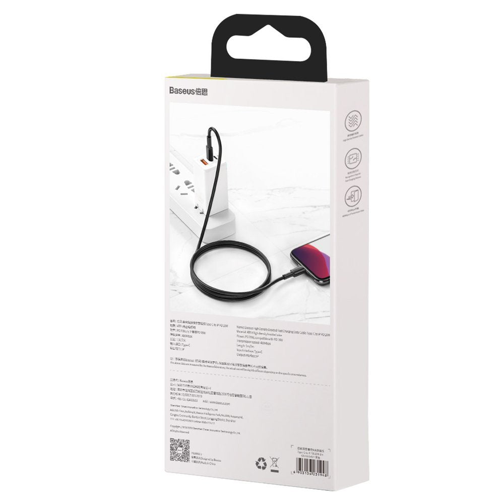Baseus CATLGD-A01 Lightning - USB-C PD 20W 480Mb/s 2m kabel - sort